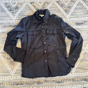 Topshop Satin Distressed Button-Up